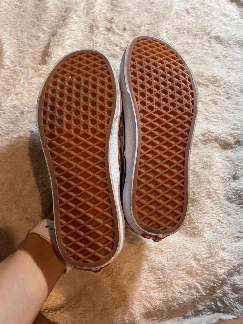 Vans Classic Slip-On Checkerboard in Taupe and White size 7.5 W